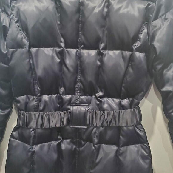LAUNDRY by Shelli Segal Black Satin Down Cloud Quilted Puffer Coat - Picture 8 of 15